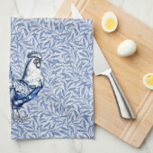 Fancy Delfts Blauwe en Witte Roosterkip Theedoek (Quarter Fold)