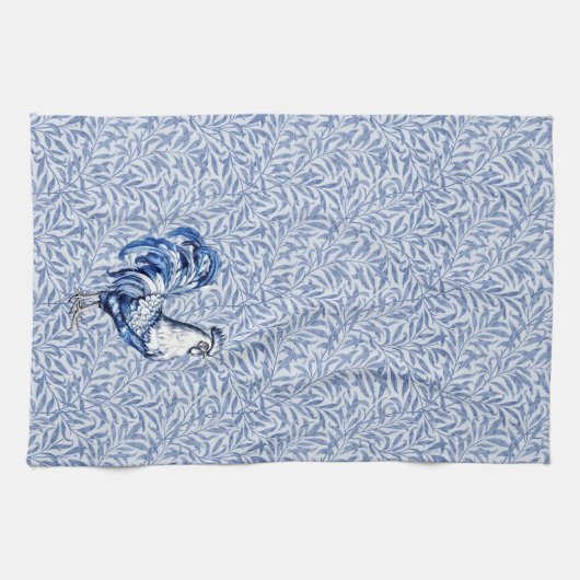 Fancy Delfts Blauwe en Witte Roosterkip Theedoek (Horizontaal)