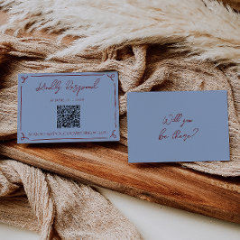 Fancy Diep Rood Blauwe Frame Whimsy Huwelijks QR C RSVP Kaartje