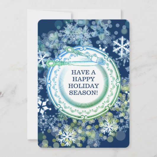 Fancy diner bord chef-kok catering kerstvakantie feestdagenkaart (Voorkant)