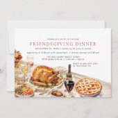 Fancy diner | Leuke Waterverf Friendsgiving Party Kaart (Voorkant)