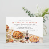 Fancy diner | Leuke Waterverf Friendsgiving Party Kaart (Staand voorkant)