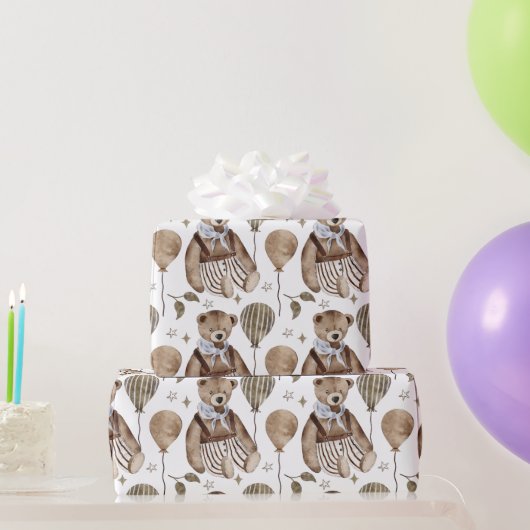  Fancy dress-Beer met gestripte ballonnen Cadeaupapier (Feestgeschenken)