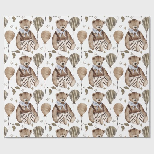 Fancy dress-Beer met gestripte ballonnen Cadeaupapier (Vlak)