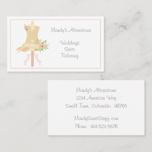 Fancy Dress Form Seamstress Visitekaartje (Voorkant / Achterkant)