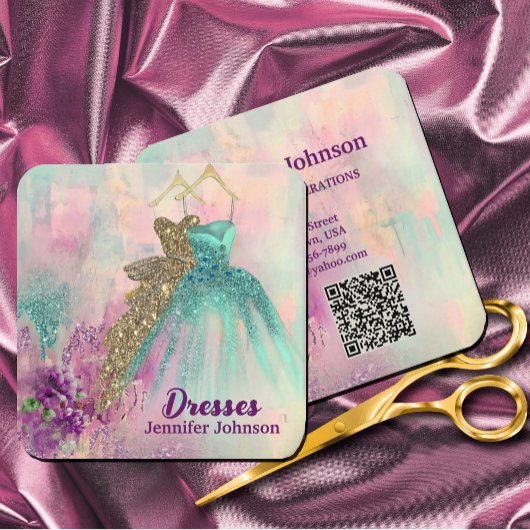 Fancy Dresses Tailor Abstract Glitter Vierkante Visitekaartje