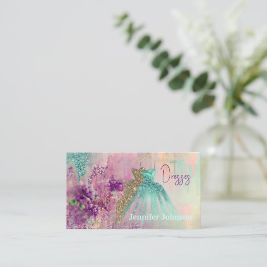 Fancy Dresses Tailor Abstract Glitter Visitekaartje (Staand voorkant)