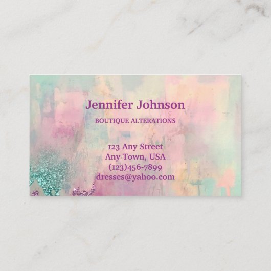 Fancy Dresses Tailor Abstract Glitter Visitekaartje (Achterkant)