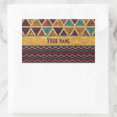 Fancy driehoeken Chevrons Faux Gold Foil Glitter Rechthoekige Sticker (Tas)