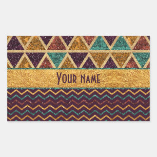 Fancy driehoeken Chevrons Faux Gold Foil Glitter Rechthoekige Sticker