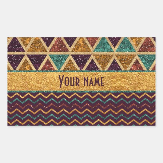 Fancy driehoeken Chevrons Faux Gold Foil Glitter Rechthoekige Sticker (Voorkant)