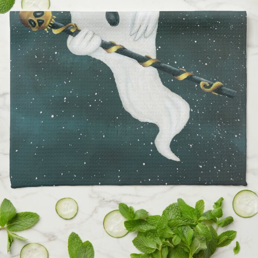 Fancy drijvend Ghost Blue Top Hat  Cane Gold Theedoek (Gevouwen)