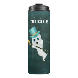 Fancy drijvende spook top hoed schedel riet in de  thermosbeker