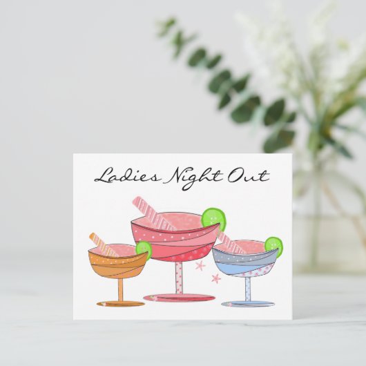 Fancy Drinken Dames Night Out Briefkaart (Staand voorkant)