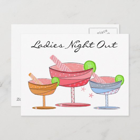 Fancy Drinken Dames Night Out Briefkaart (Voorkant / Achterkant)