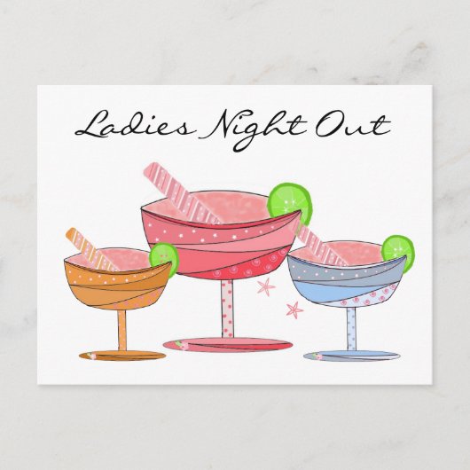 Fancy Drinken Dames Night Out Briefkaart (Voorkant)