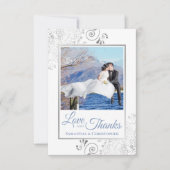 Fancy Dusty Blue Love Bedankt Foto & Notitie Weddi (Voorkant)