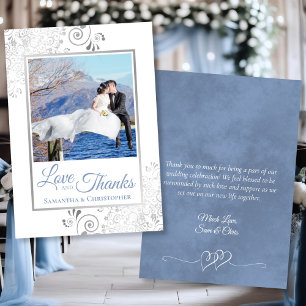 Fancy Dusty Blue Love Bedankt Foto & Notitie Weddi