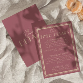 Fancy Dusty Rose Ivory Old Money Wedding Details  Informatiekaartje