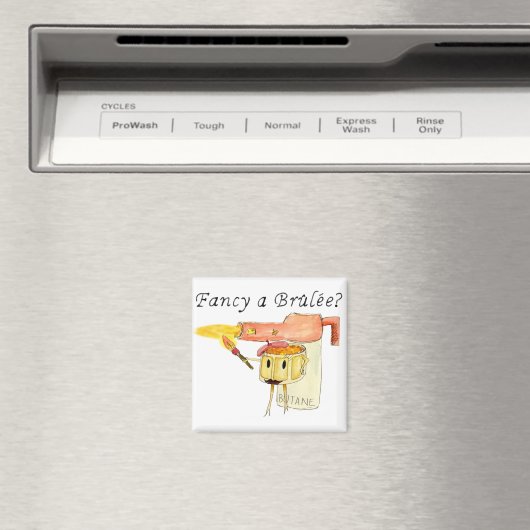 Fancy een Brulee Quirky Dessert Funny Cartoon Art Magneet (Insitu (Vaatwasser))