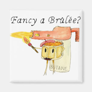 Fancy een Brulee Quirky Dessert Funny Cartoon Art Magneet