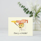 Fancy een Brulee Quirky Dessert Funny Cartoon Humo Briefkaart (Staand voorkant)