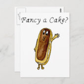 Fancy een Cake Funny Chocolate Eclair Quirky Art Briefkaart (Voorkant / Achterkant)