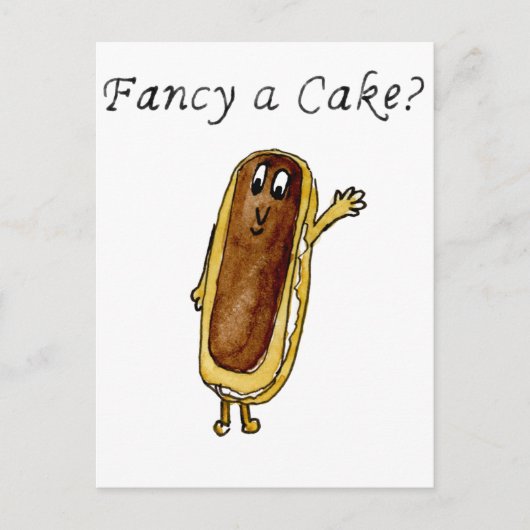 Fancy een Cake Funny Chocolate Eclair Quirky Art Briefkaart (Voorkant)