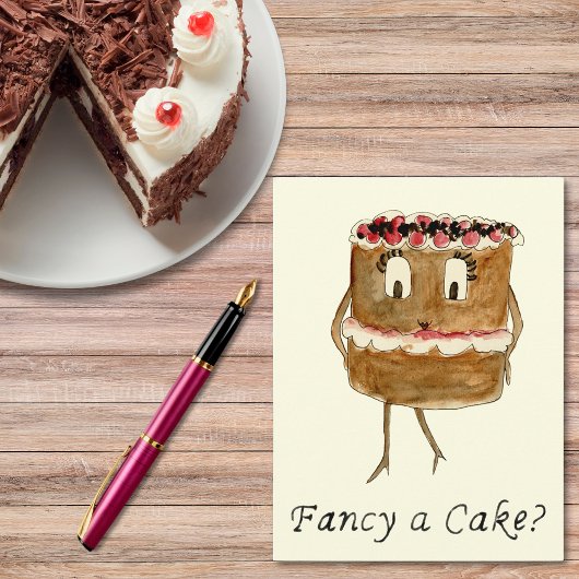 Fancy een Cake Funny Chocolate Quirky Cartoon Art Briefkaart