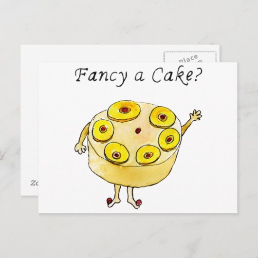Fancy een Cake Funny Pineapple ondersteboven Weird Briefkaart (Voorkant / Achterkant)