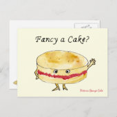 Fancy een Cake Funny Quirky Victoria Sponge Humor Briefkaart (Voorkant / Achterkant)