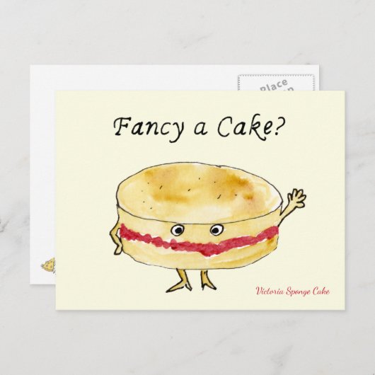 Fancy een Cake Funny Quirky Victoria Sponge Humor Briefkaart (Voorkant / Achterkant)
