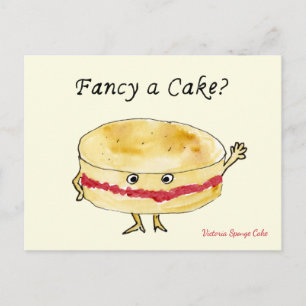 Fancy een Cake Funny Quirky Victoria Sponge Humor Briefkaart