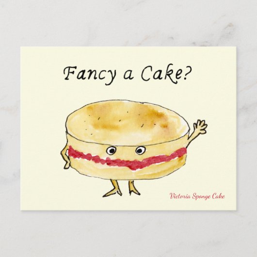 Fancy een Cake Funny Quirky Victoria Sponge Humor Briefkaart (Voorkant)
