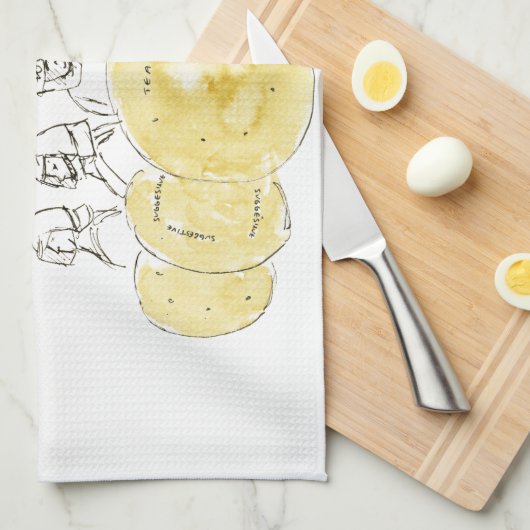 Fancy een Cuppa Funny Biscuit Politie Waterverf Theedoek (Quarter Fold)