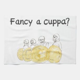 Fancy een Cuppa Funny Biscuit Politie Waterverf Theedoek