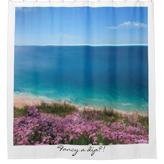 Fancy een dip? Zee met bovenzijde bovenzijde boven Douchegordijn (Voorkant)