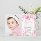 Fancy Een  Een Meisje Foto Verjaardagsfeest Kaart (Staand voorkant)