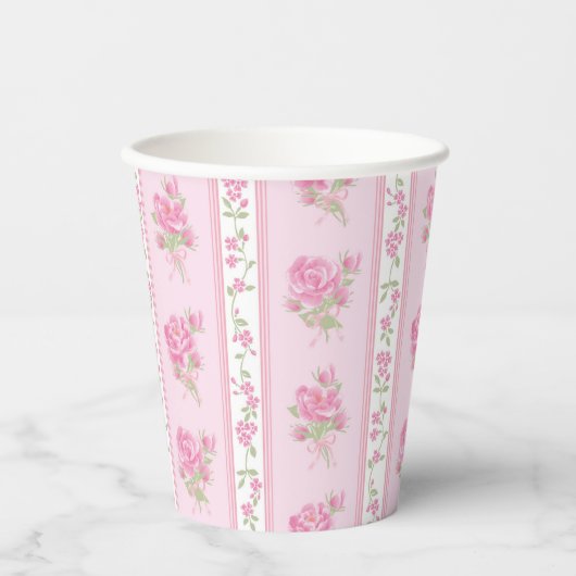 Fancy Een Eerste Verjaardag Roze Coquette Bow Papieren Bekers (Voorkant)