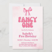 Fancy Een Roze Bow Coquette Meisje 1e Verjaardag Kaart (Voorkant)