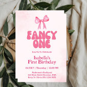 Fancy Een Roze Bow Coquette Meisje 1e Verjaardag Kaart