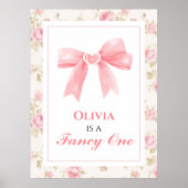 Fancy Een Roze Bow Preppy 1e Verjaardag Poster (Voorkant)