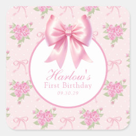 Fancy Een Roze Coquette Boog Verjaardag Vierkante Sticker