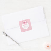Fancy Een Roze Coquette Boog Verjaardag Vierkante Sticker (Envelop)