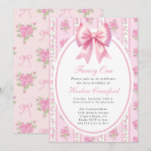 Fancy Een Roze Coquette Boog Verjaardagsfeest Kaart (Voorkant / Achterkant)