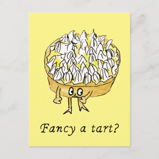 Fancy een Tart Funny Lemon Meringue Pie Quirky Art Briefkaart (Voorkant)