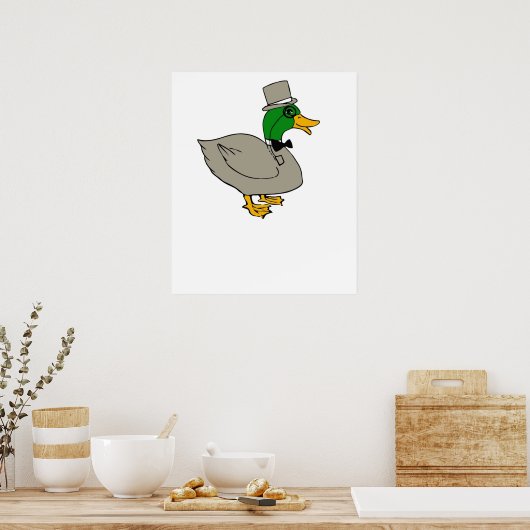 Fancy eend met monocle en bovenste hoed Duckington Poster (Keuken)