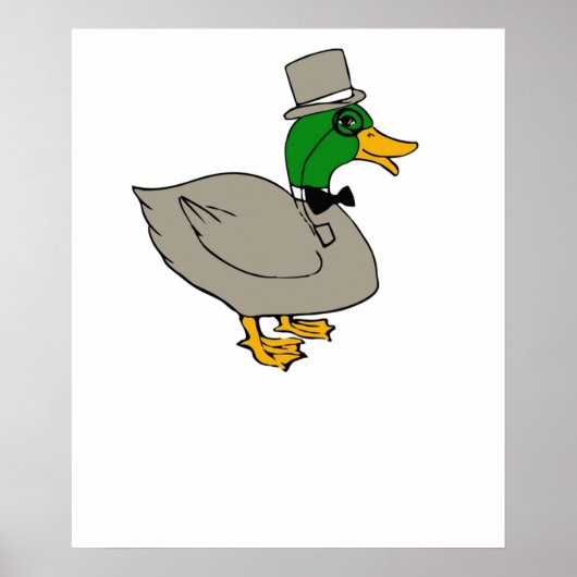 Fancy eend met monocle en bovenste hoed Duckington Poster (Voorkant)