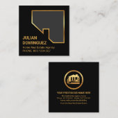 Fancy Eenvoudige Gold Rooftop Overzicht Vierkante Visitekaartje (Voorkant / Achterkant)