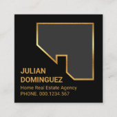 Fancy Eenvoudige Gold Rooftop Overzicht Vierkante Visitekaartje (Voorkant)